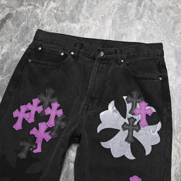 Chrome Heart Leather Patch Jeans - Picture 3 of 11
